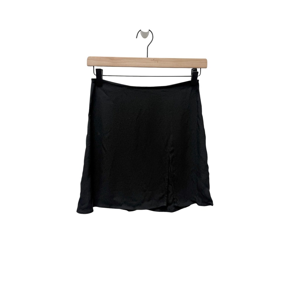 Reformation Margot High Rise Mini Skirt Black Side Slit Crepe Size 2 - Picture 2 of 9